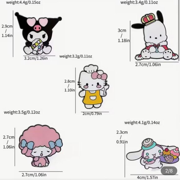 NEW - SANRIO Enamel Jewelry Metal Pin Brooch Set (4 PC) SNACK PACK COLLECTION 1 - Picture 3 of 3
